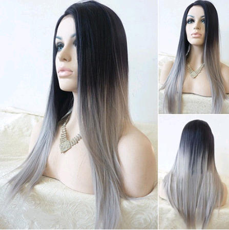 Premium Fibre Ombre Gray Wig