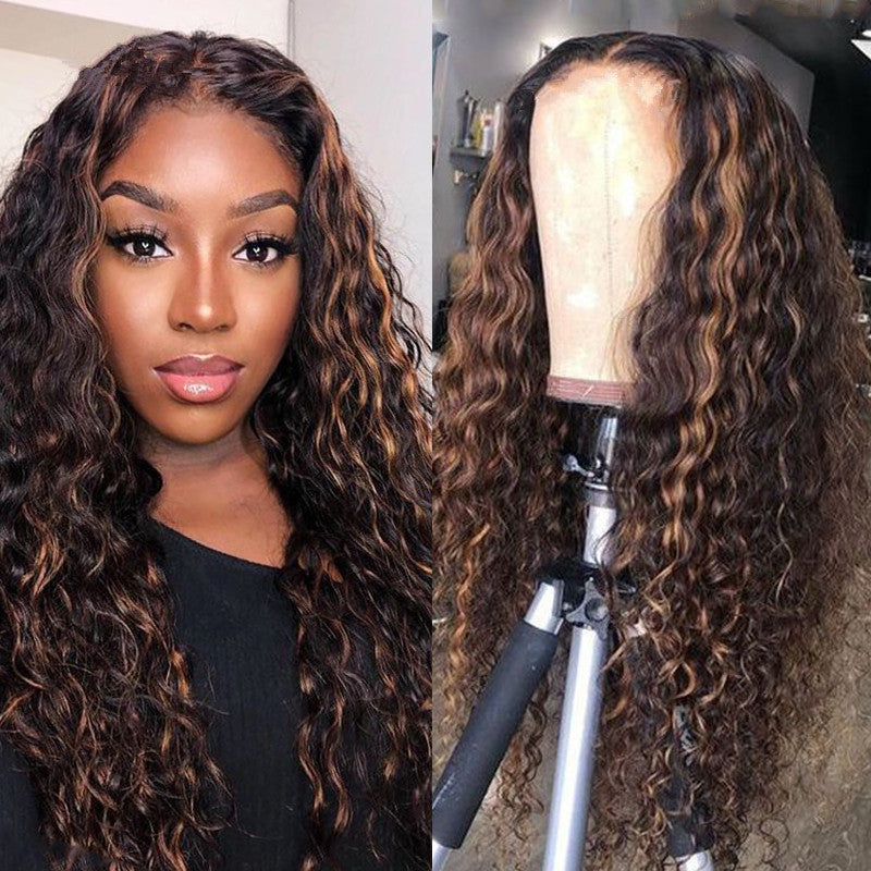 Women's African Small Curly Wig Wig Mixed Color Long Curly Hair Chemical Fiber Headgear