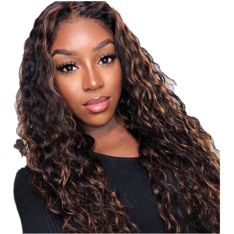 Women's African Small Curly Wig Wig Mixed Color Long Curly Hair Chemical Fiber Headgear