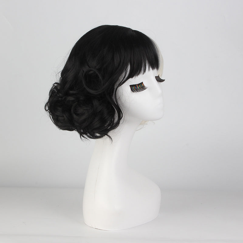 Movie Cruella Wig Anime Cosplay Black And White Color Combination Short Curly Hair