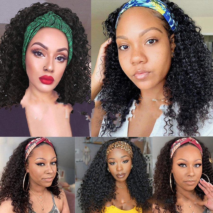 Turban Headband Mid-length Wigs Africa Europe And America Chemical Fiber Hair