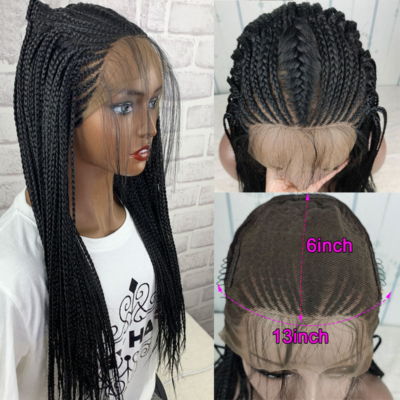 13x6 Braided Wigs Synthetic Lace Front Wig Blac