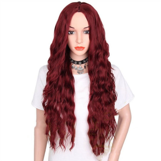 Wig Black Burgundy Multicolor Curly Hair