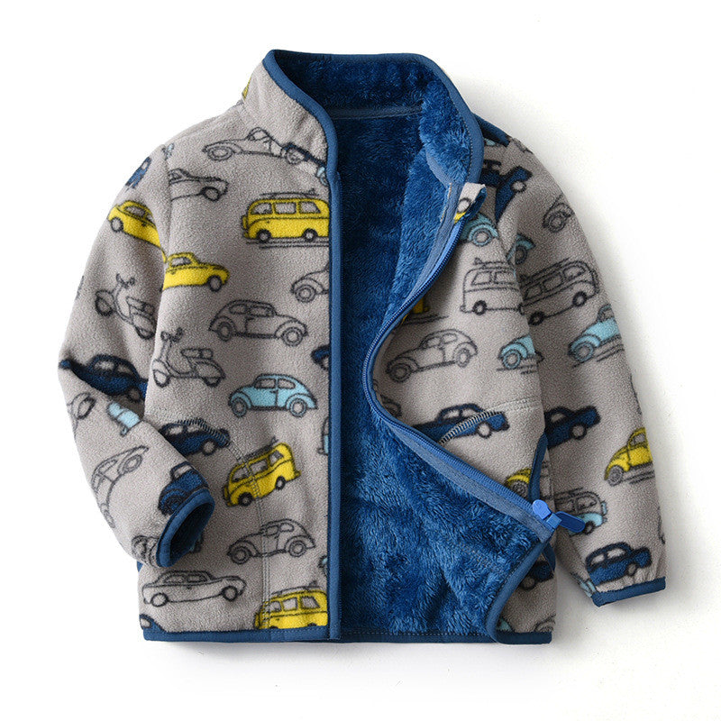 Printed Polar Fleece Cartoon Boy Jacket