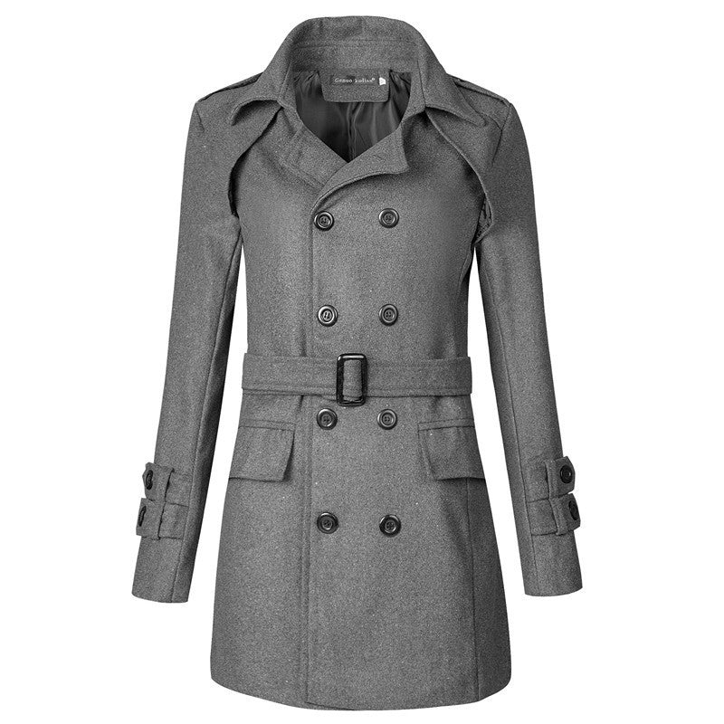 Autumn And Winter Foreign Trade New Men's Woolen Trench Coat