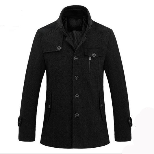 Men's Coat Fleece Trench Coat Mid Length Knitted