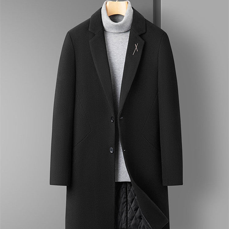 Men's Mid Length Thick Woolen Coat