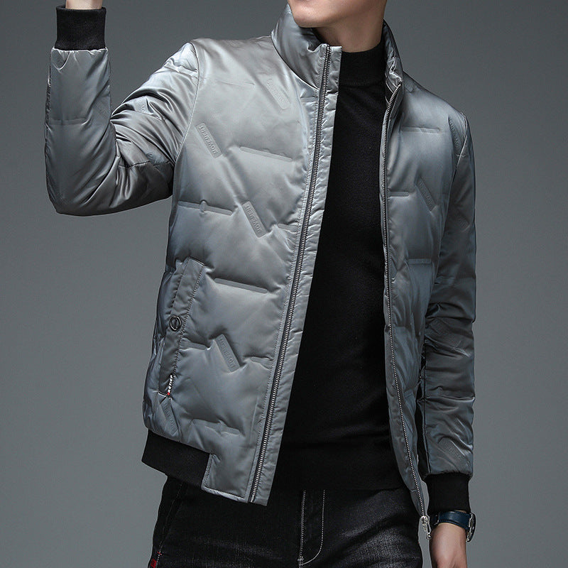 Down Jacket Men's Casual Stand Collar White Duck Down Thickening