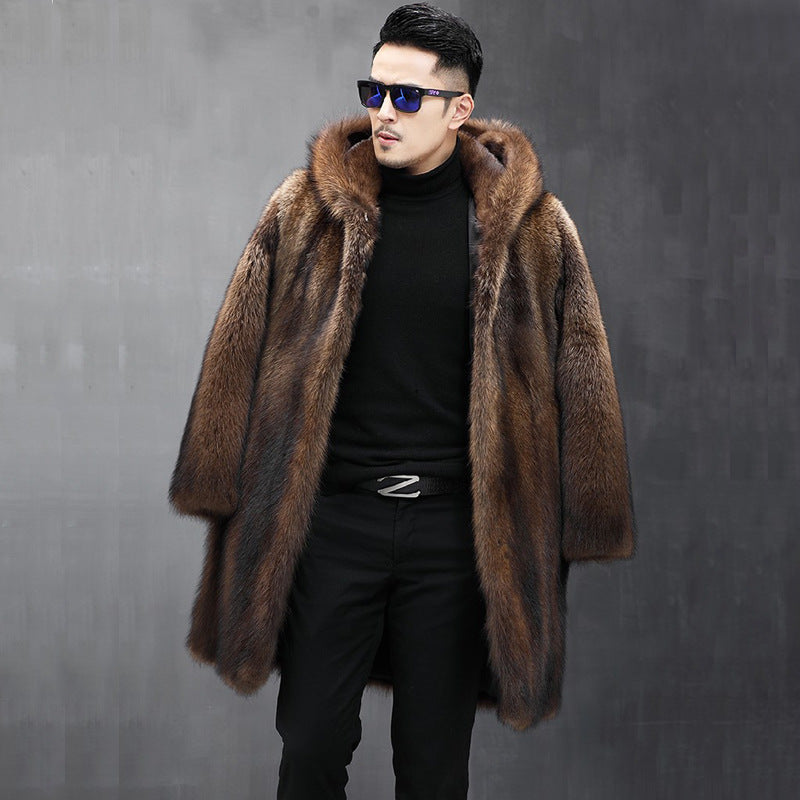 Men's Long Warm Mink Fur Coat