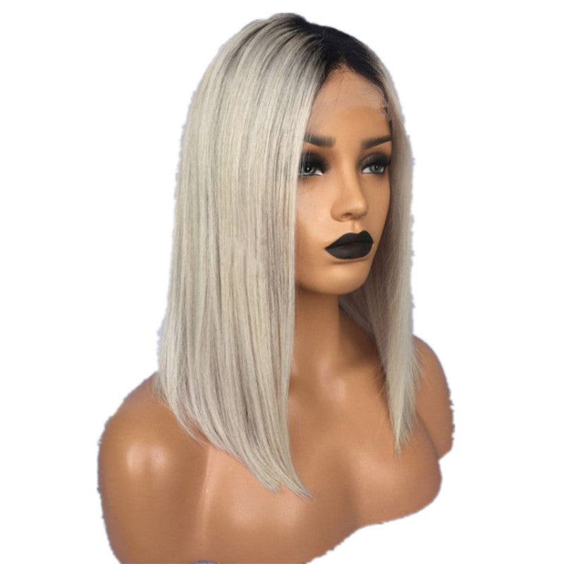 Silver-grey short hair wig