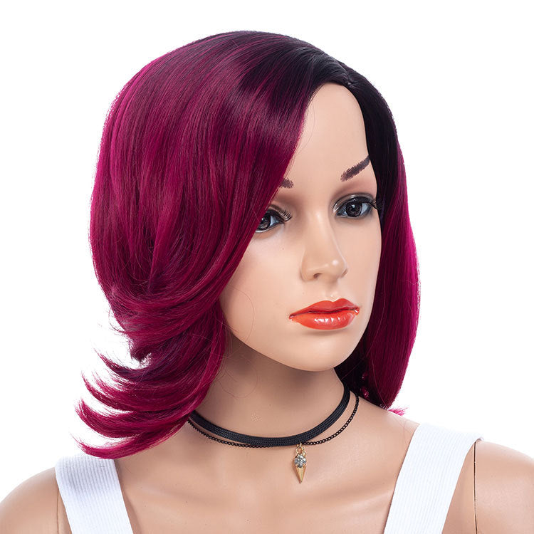 Gradient partial short curly hair wig wig