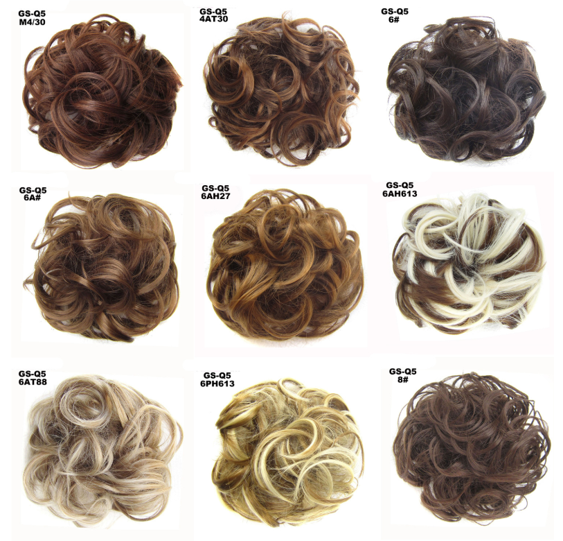 New Trendy Design Women Wavy Curly Messy Hair Bun Synthetic