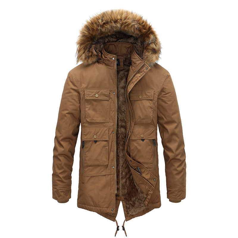 Winter Coat Men's Cashmere Long Cotton-padded Jacket