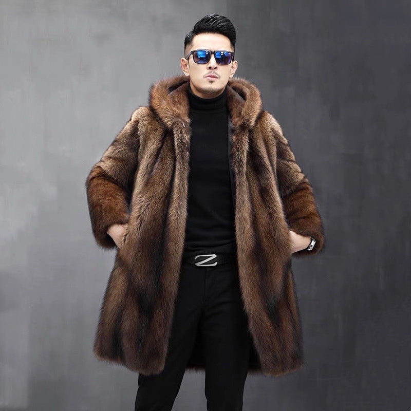 Men's Long Warm Mink Fur Coat