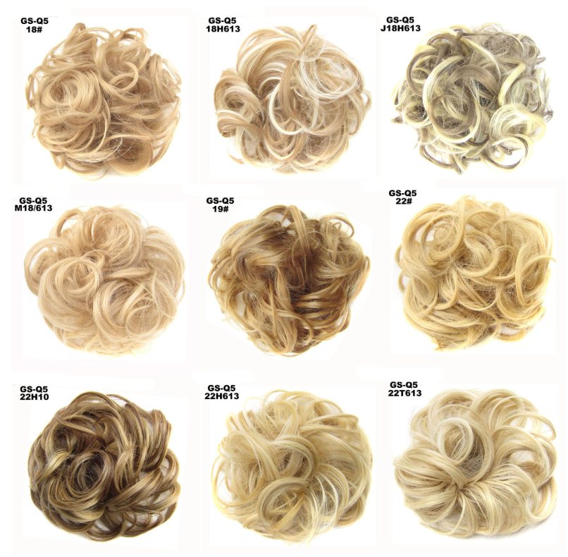 New Trendy Design Women Wavy Curly Messy Hair Bun Synthetic