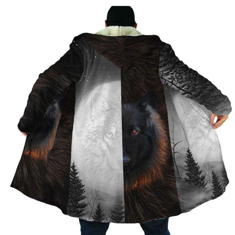 Digital Printing Stand Collar Zipper Hooded Cloak