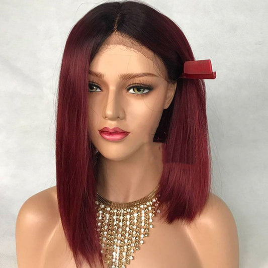 Water Wave Peruvian Human Hair Glueless Lace Front Wigs Cap