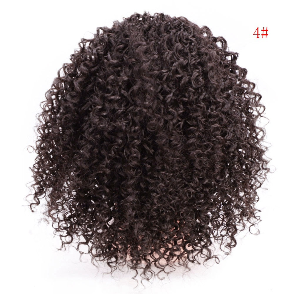 Women's African Drawstring Stretch Small Curly Wig