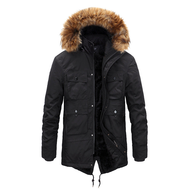 Winter Coat Men's Cashmere Long Cotton-padded Jacket