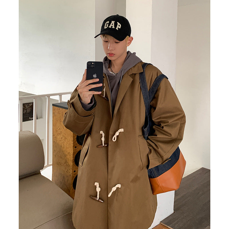 Young Men's Retro Mid-length Trench Coat