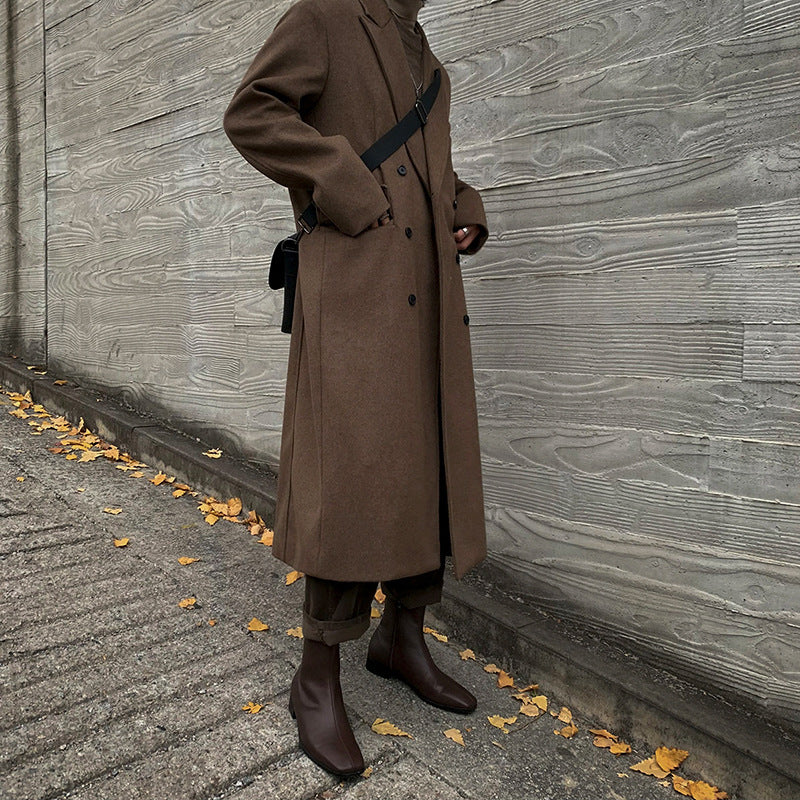 Men's Long Thick And Loose Woolen Coat