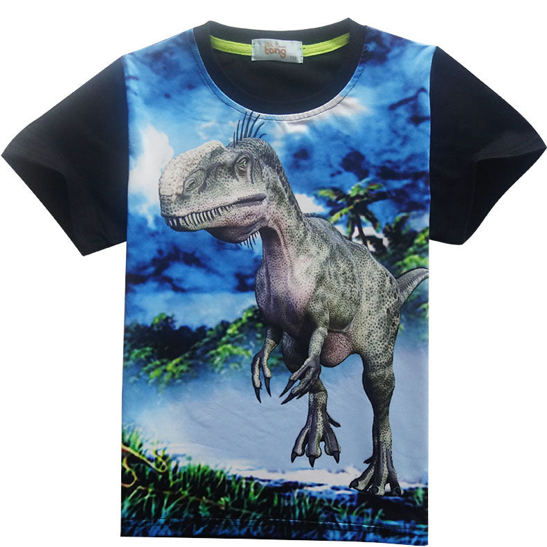 Short Sleeved Dinosaur Suit Kids T Shirt