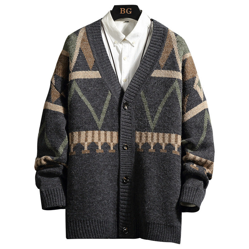 Autumn And Winter New Style Japanese Men's Handsome Knit Sweater Youth Cardigan Sweater