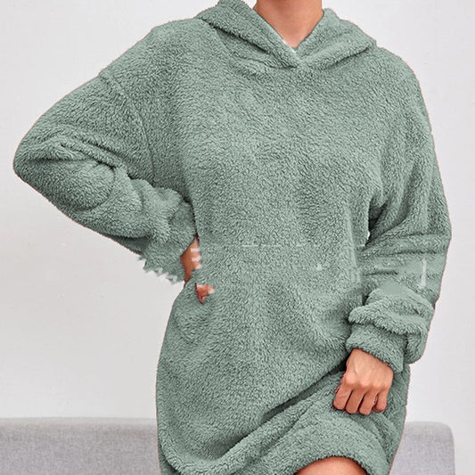 Hooded Solid Color Loose-fitting Casual Pullover Women's Clothing