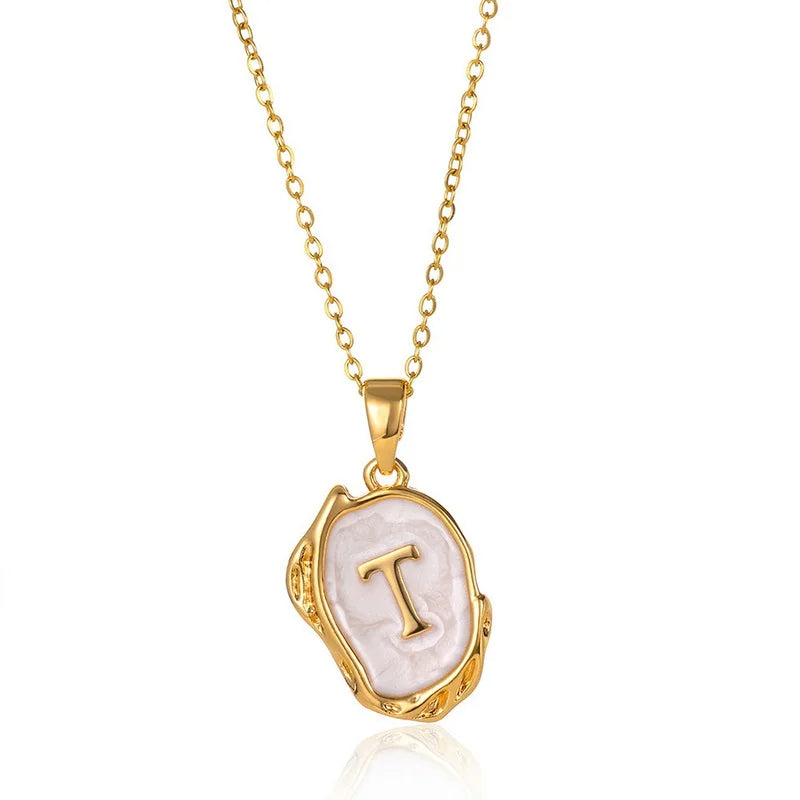 A-Z Alphabet Gold Plated Stainless Steel Pendant Necklace