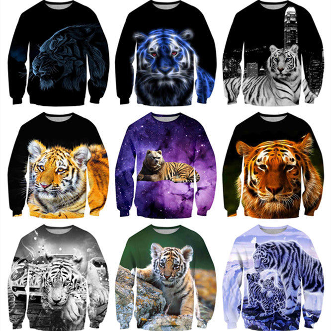 3D Personalized Animal Pattern Sports Top Unisex Tiger Series Hoodie