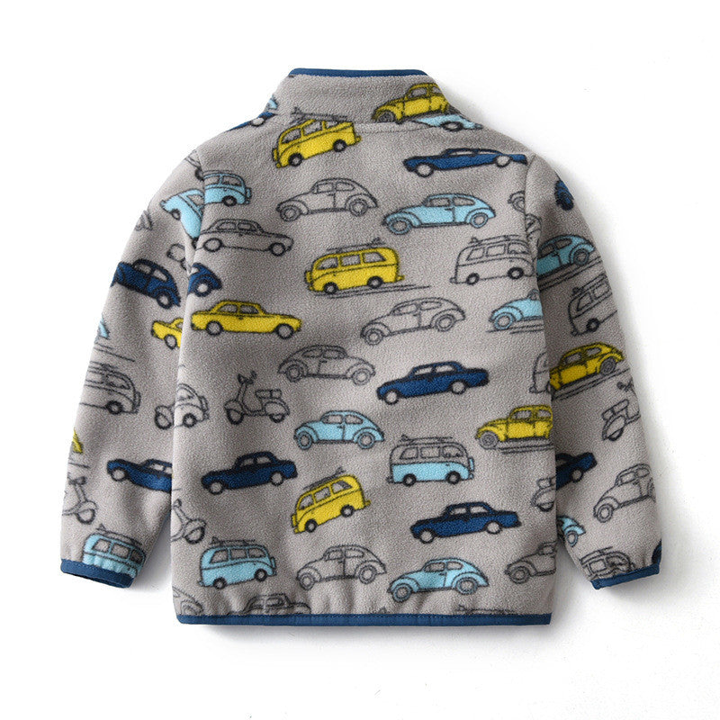 Printed Polar Fleece Cartoon Boy Jacket