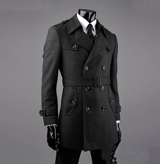 Young And Middle-aged Cashmere Coat Fat Casual Tweed Trench Coat Loose