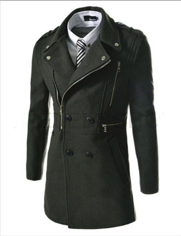 Fashion Multi Zipper Fitted Trench Coat