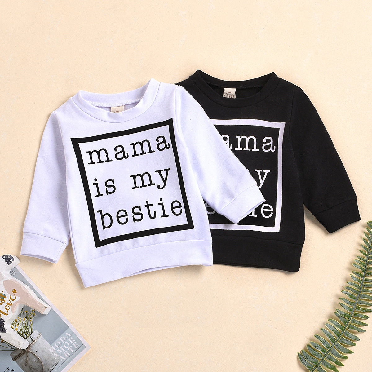 Hot Sale In Europe And America, Black And White Mama Letter Print Baby Pullover Sweater For Men And Women