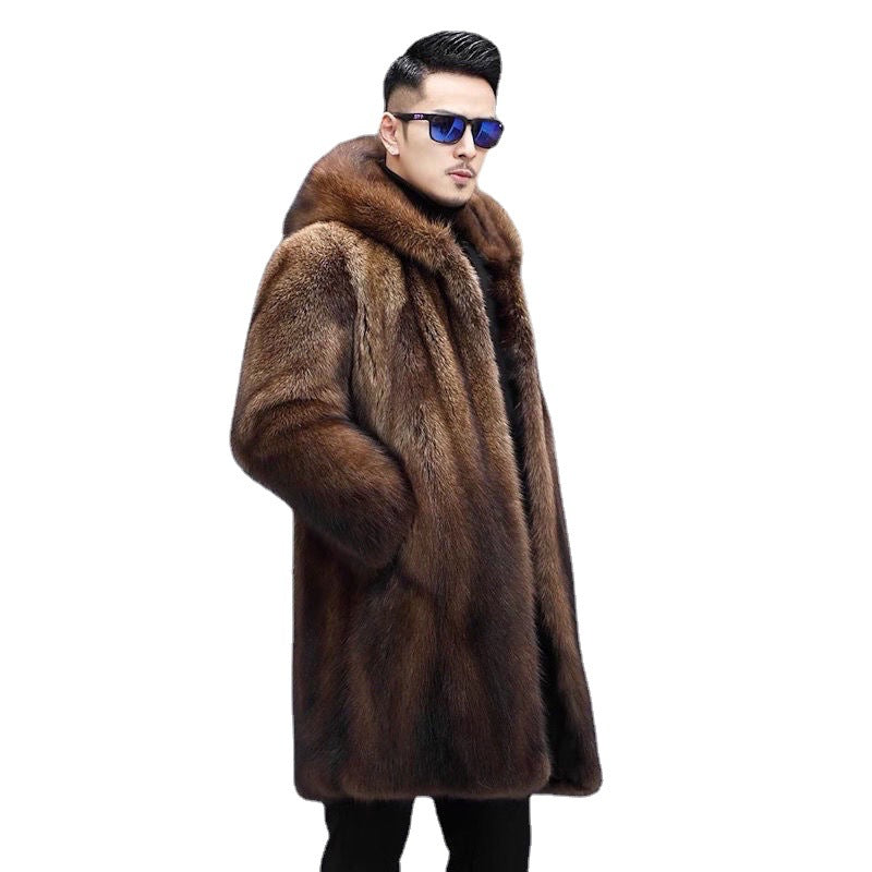 Men's Long Warm Mink Fur Coat