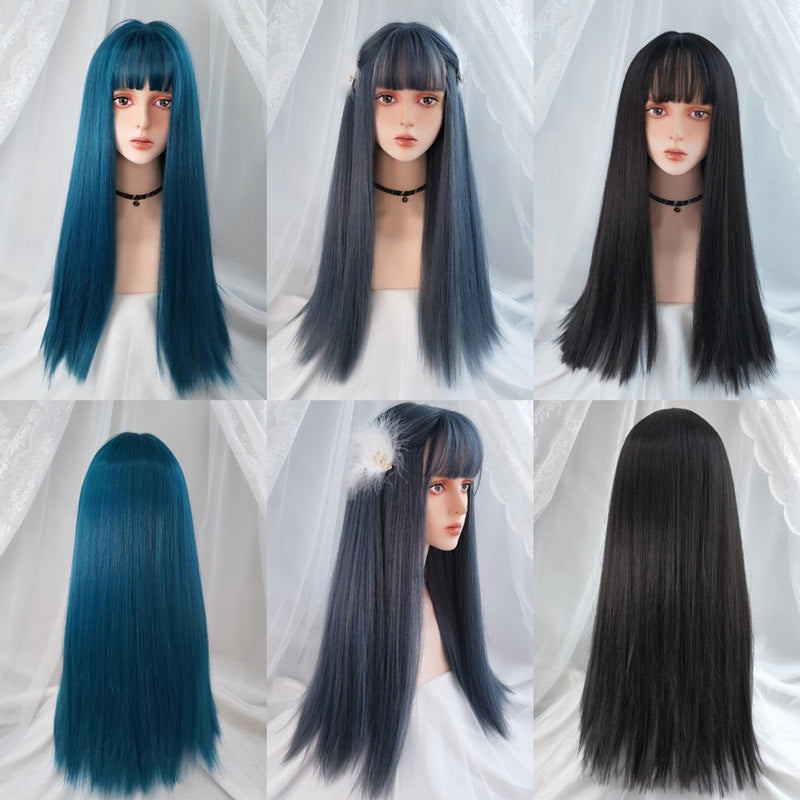 Air Bangs Long Straight Hair European And American Fashion Wig