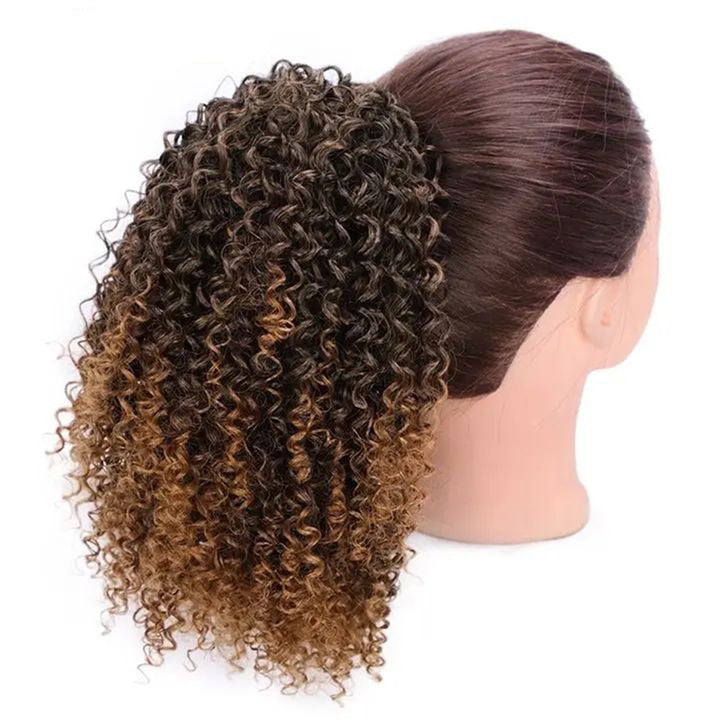 Women's African Drawstring Stretch Small Curly Wig