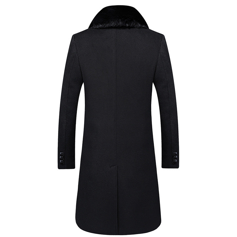 Middle-aged And Elderly Men's Long Down Jacket Woolen Coat