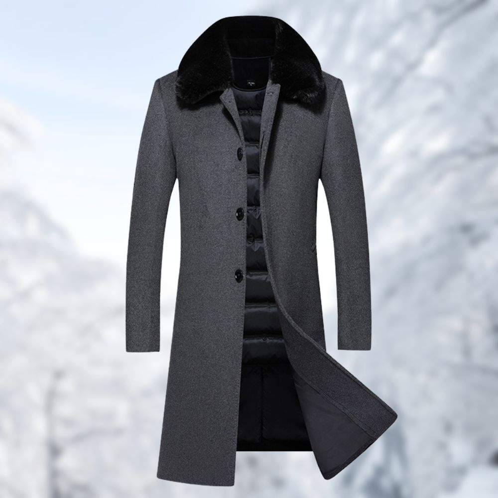 Middle-aged And Elderly Men's Long Down Jacket Woolen Coat