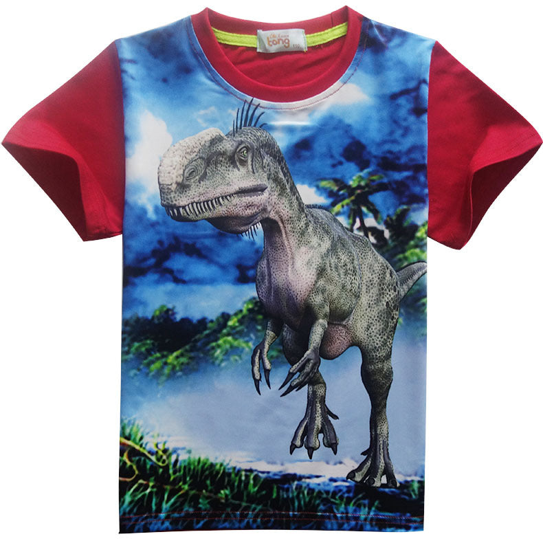 Short Sleeved Dinosaur Suit Kids T Shirt