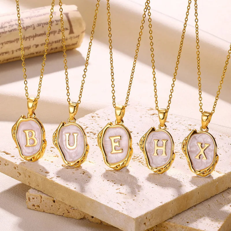 A-Z Alphabet Gold Plated Stainless Steel Pendant Necklace