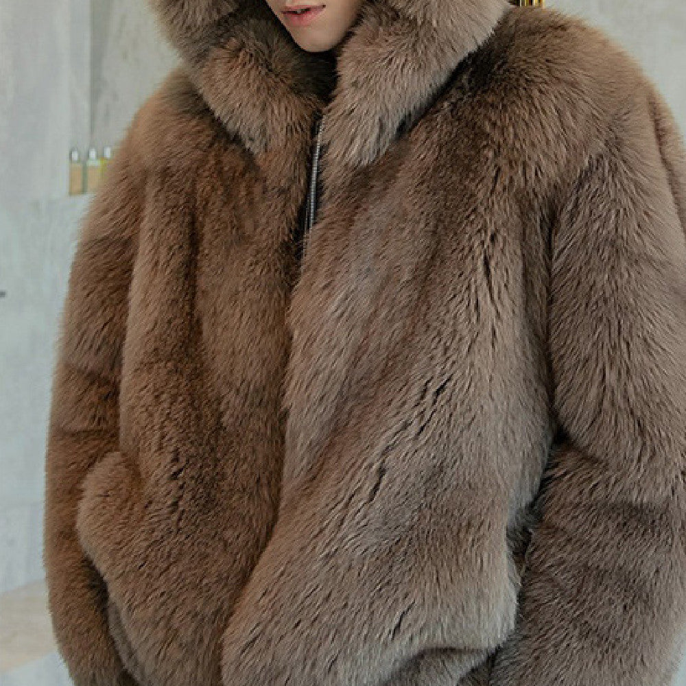 Men's Imitation Fox With Plush Fur Coat