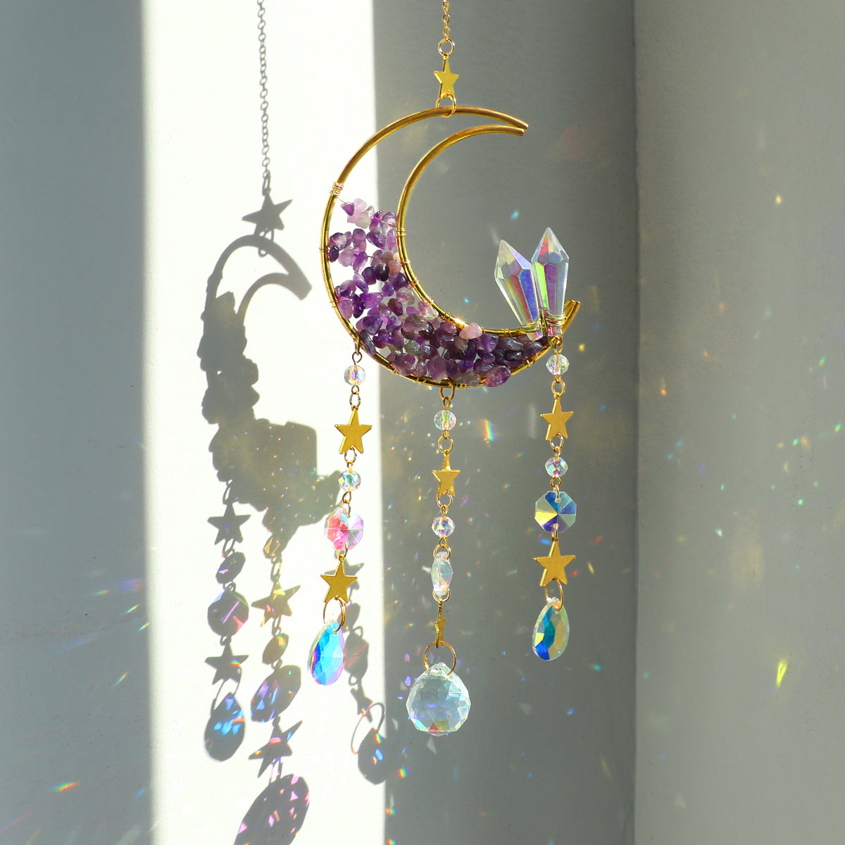 Moon Crystal Suncatcher Decor Prism