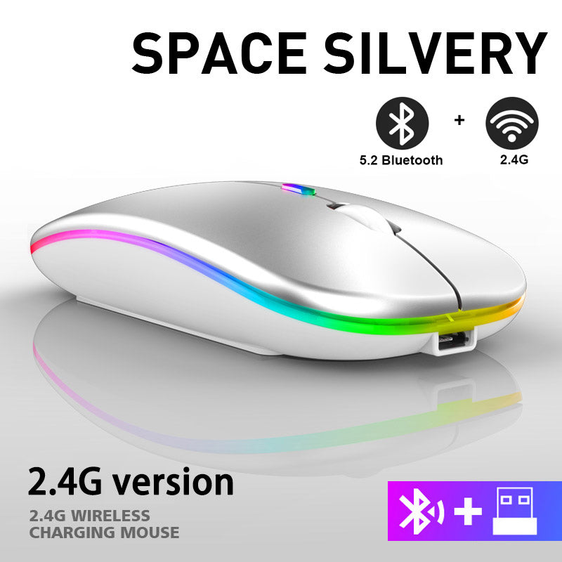 2.4G Wireless Mouse Rechargeable Bluetooth RGB