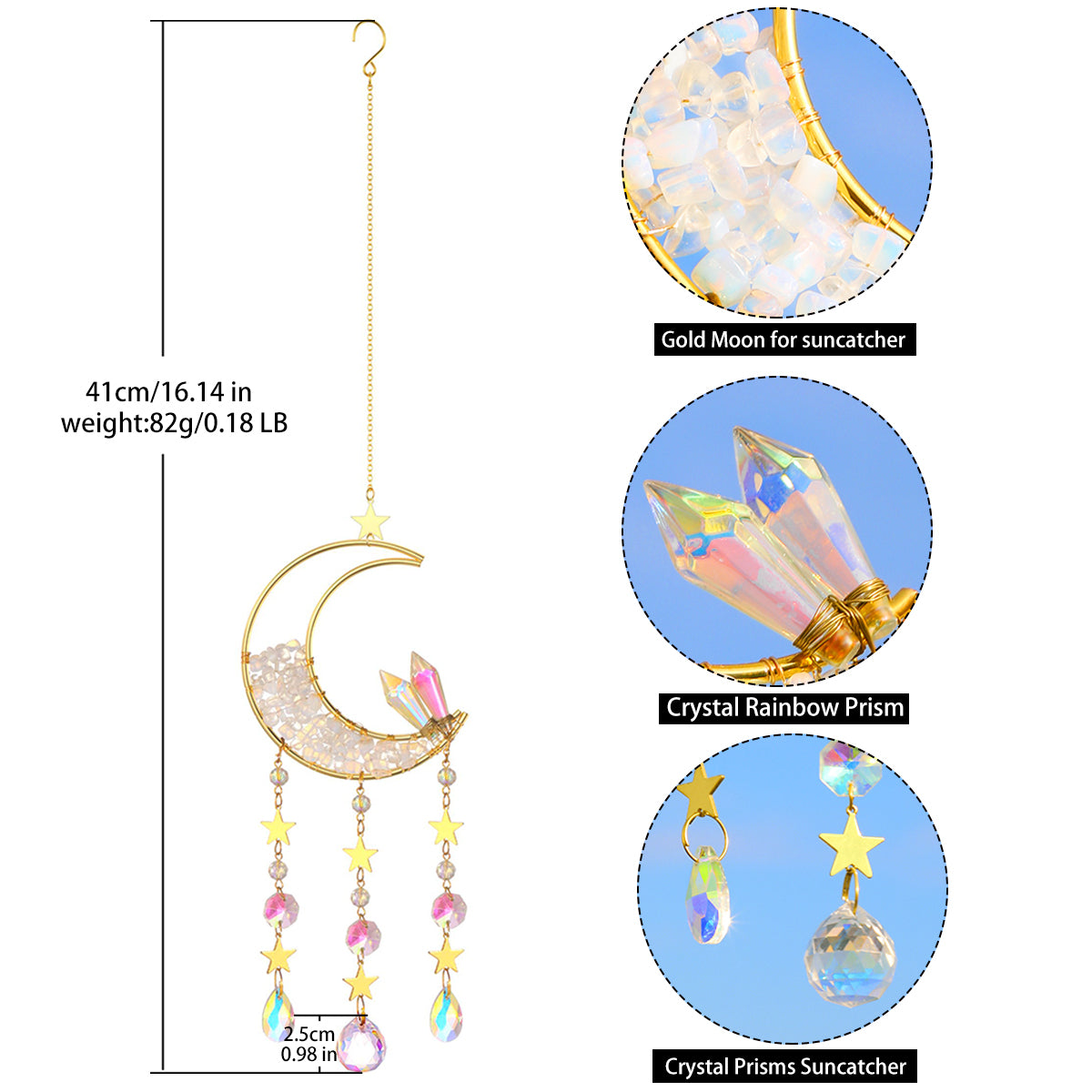 Moon Crystal Suncatcher Decor Prism